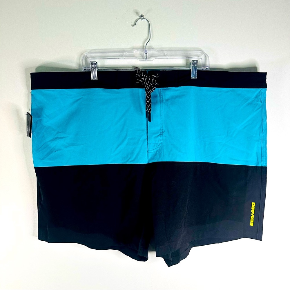 Sea-doo Mens Beach Board Shorts Black &  Turquoise 454491 | Size 3XL